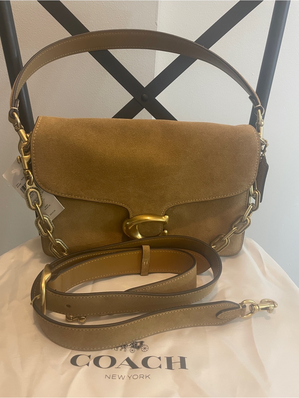 NWT Coach Suede Chain Tabby Shoulder Bag in Sand